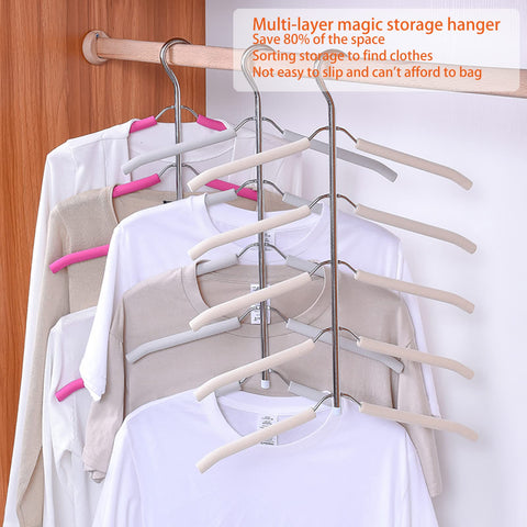 Multi-Layer Clothes Hangers Blouse Tree Hangers 3 Pack 5 in 1 Non Slip Space Saving Stainless Steel Shirt Hangers Closet Organizer