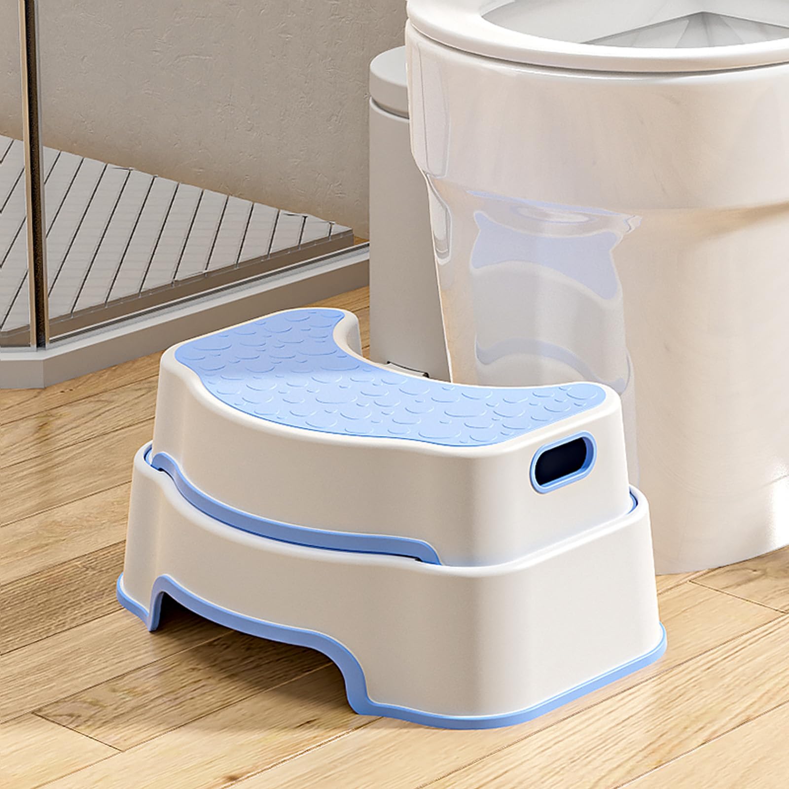 Coxyzoxy 2-in-1 Toilet Stool Squat Adult and Kids Step Stool, Anti-slip Double Toilet Step for Bathroom