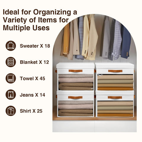 Homsorout Large Fabric Storage Boxes with Lids & Clear PVC Window White 38L