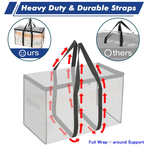Uhogo 110L Heavy Duty Moving Bags 3 Pack, Extra Large Storage Totes with Reinforced Handles & Strong Zips