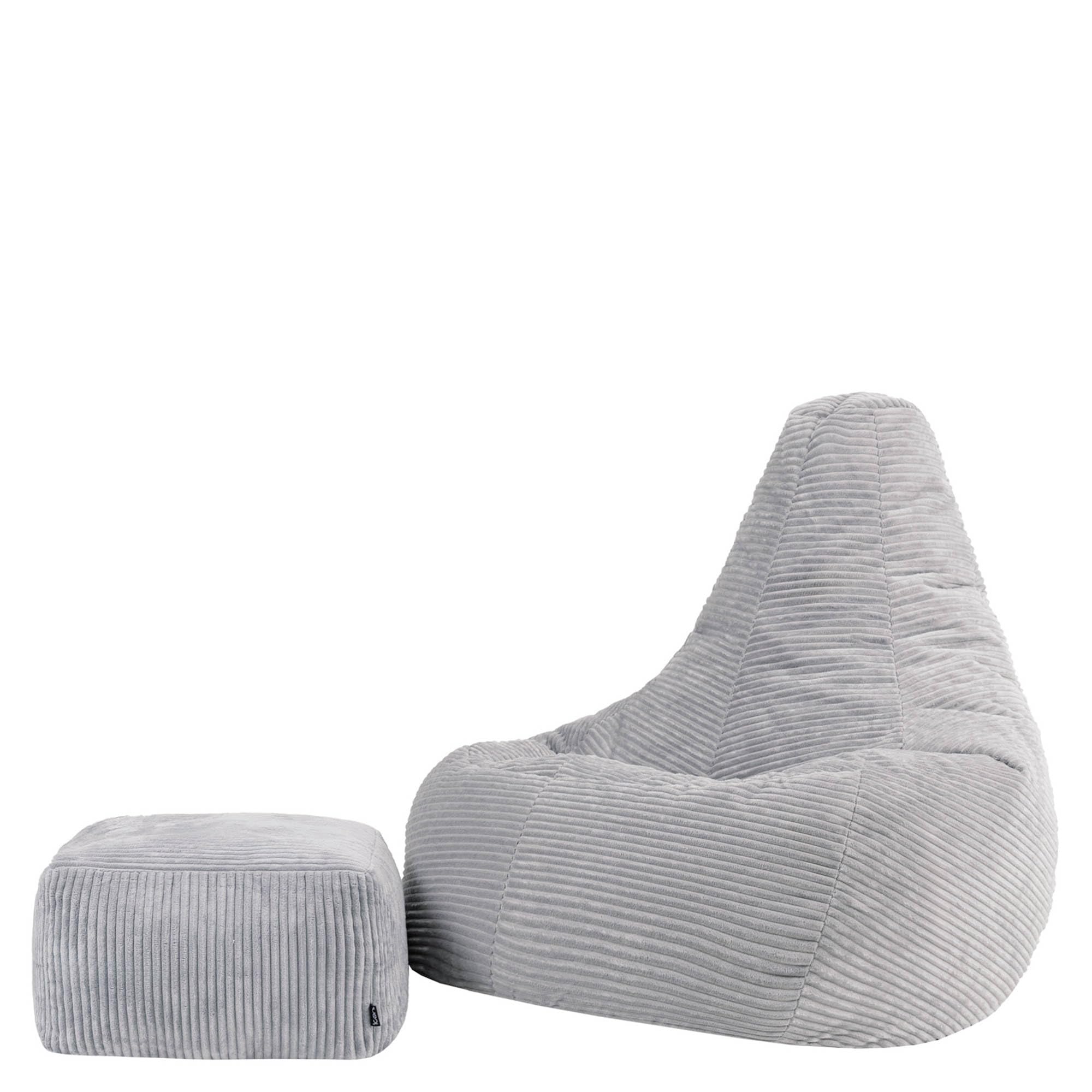 icon Dalton Large Cord Bean Bag & Footstool with Filling Included, Grey
