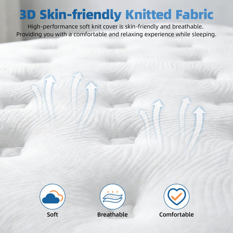 Lavfine Single Mattress - 3FT Memory Foam with Pocket Spring Hybrid, Medium Support, Motion Isolation, Breathable Soft Fabric, Comfortable Sleep