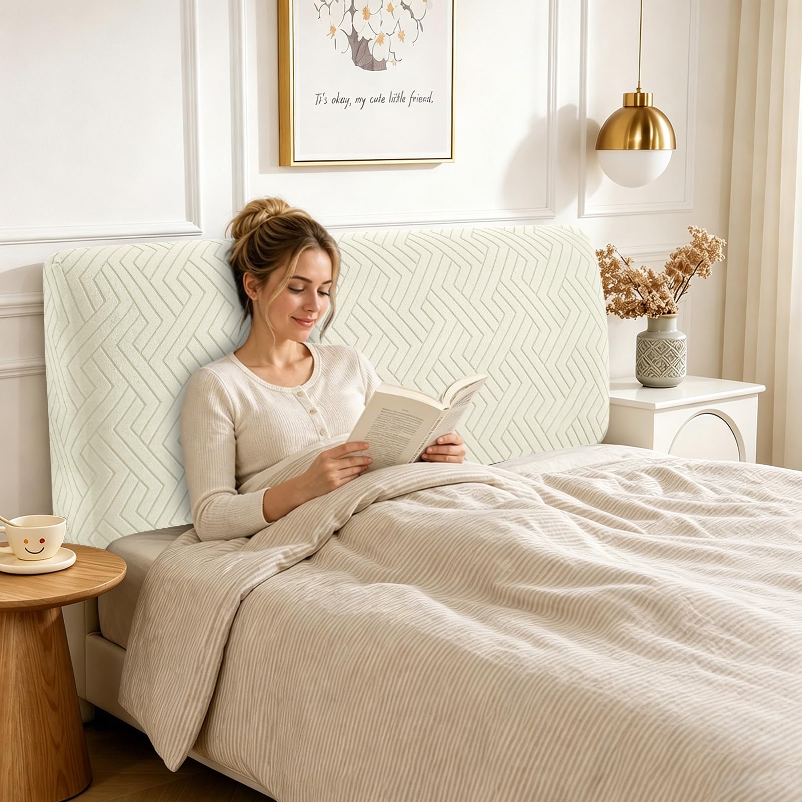 CYCMACO Elastic Bed Headboard Cover, 90 cm, Soft Stretch Bed Headboard Cover, Dustproof Bed Headboard Covers, Modern Bed Headboard Cover, Universal