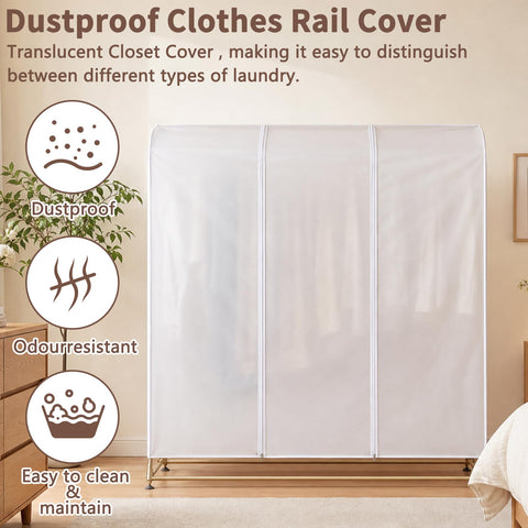 Eloiselucky Clothes Rail Cover - PEVA Translucent Protector Dustproof & Waterproof for Hanging Clothes