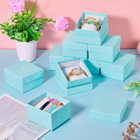 Craftdady 12pcs Gift Box Cardboard Jewelry Box with Pillow Rectangle Jewellery Packaging Storage Boxes for Watches Bangle Bracelet Necklace