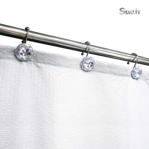 Sunlit Luxury Design Round Clear Diamond Crystal Gem Bling with Glide Balls Shower Curtain Hooks