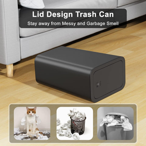 2Pack Bathroom Bin with Lid, Push Button, Plastic Bedroom Bin, Dog Proof, Trash Can for Office Living Room Kitchen Toilet, 10 Liter Capacity, Grey