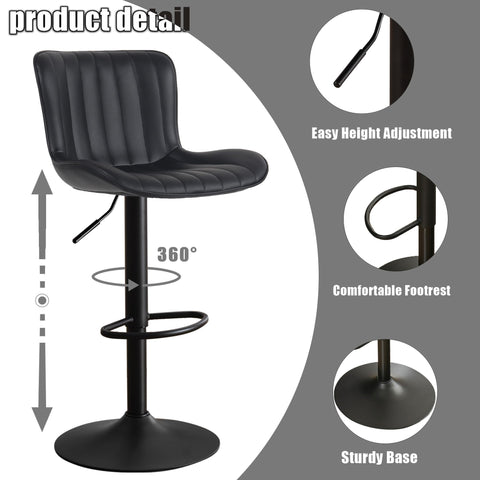 Kidol&Shellder Bar Stools Set of 2 Modern Breakfast Bar Stools, Black