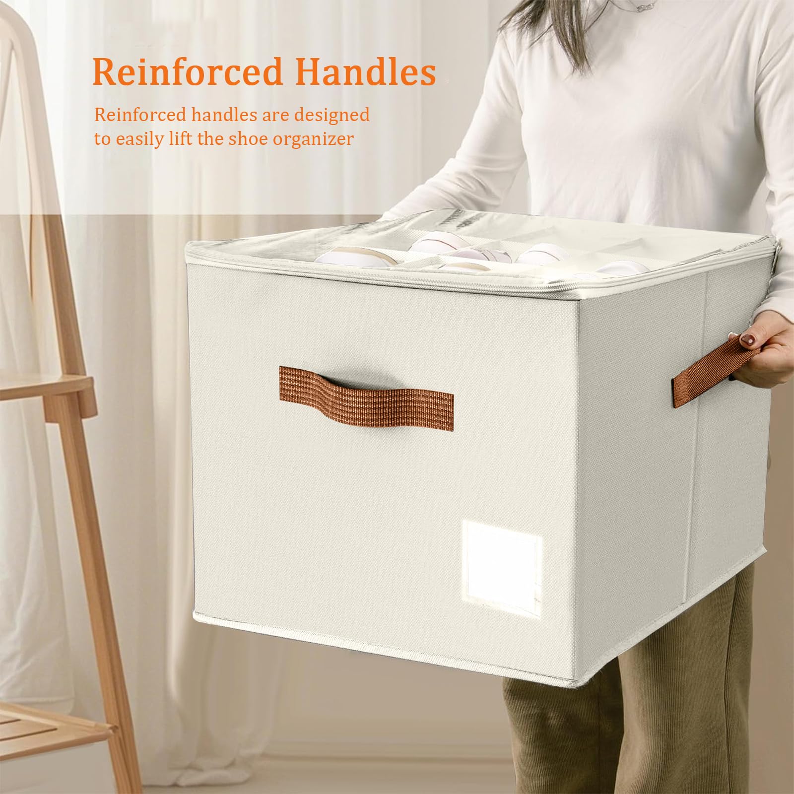 SYEXDZON Shoe Organiser, Foldable Shoe Storage Box for Closet