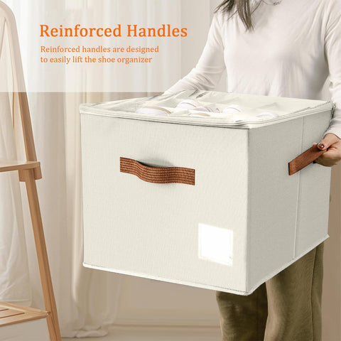 SYEXDZON Shoe Organiser, Foldable Shoe Storage Box for Closet
