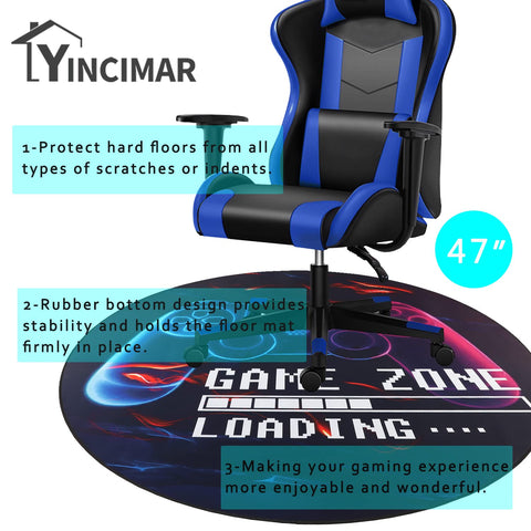 Yincimar Gaming Chair Mat for Hardwood Floor,Anti-Slip Floor Protector Game Controller Rubber Gaming Computer Chair Mat for Gaming Room Home Office