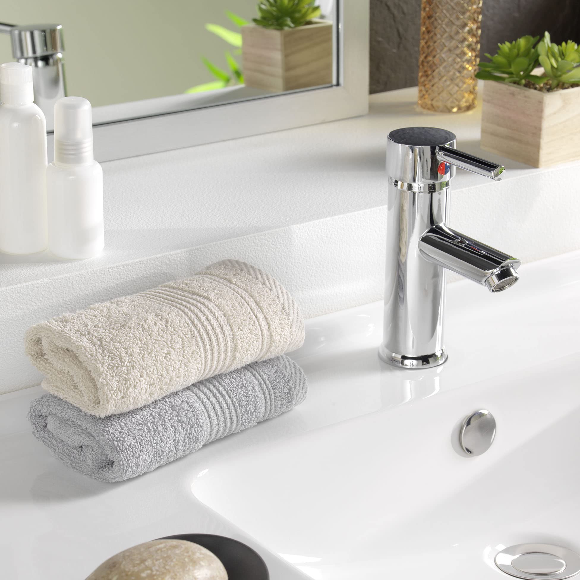Douceur d'Intérieur, Tendresse Linen Guest Towel (30 x 50 cm) Plain Terry Cloth