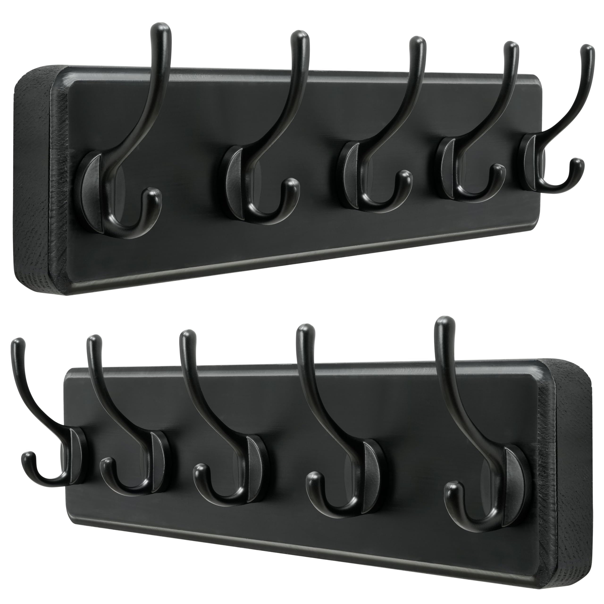 Dseap Coat Rack Wall: Patented, Heavy-Duty, 5-Double-Hooks Wooden Wall Mounted Coat Rack Coat Hanger Hook Rail for Winter Coats Hat Jacket Clothing