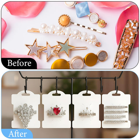 100PCS Hair Clip Display Card, White Cardstock Holder for Hair Bow Bobby Pin, Jewelry Cards for Hair Accessories Selling Bracelet Display and