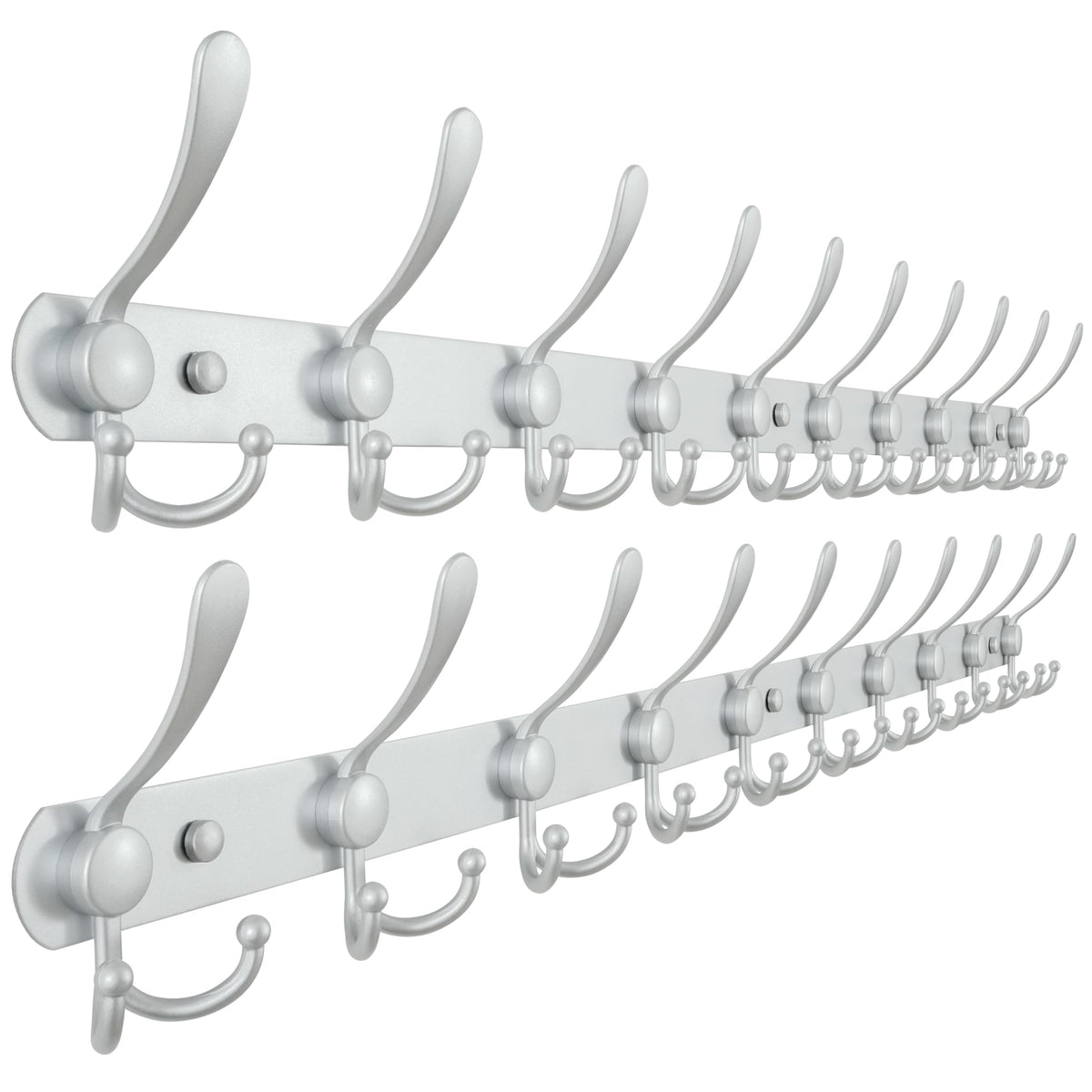 Dseap Coat Rack Wall Mount - 96cm Long 10-Tri-Hooks Heavy Duty Coat Hanger Rail Wall Hooks for Hanging Coats Hats Clothing Clothes Purse Mudroom