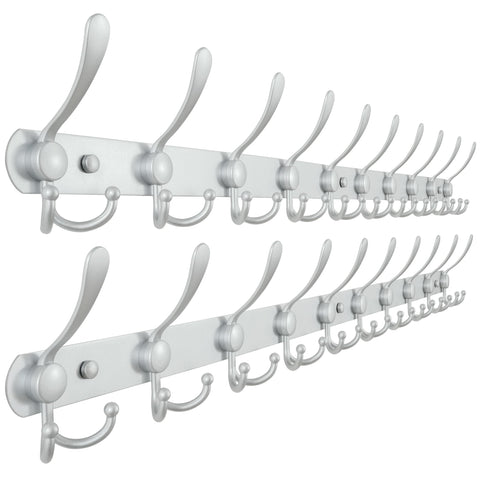 Dseap Coat Rack Wall Mount - 96cm Long 10-Tri-Hooks Heavy Duty Coat Hanger Rail Wall Hooks for Hanging Coats Hats Clothing Clothes Purse Mudroom