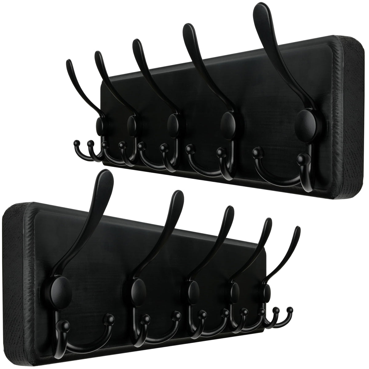 WEBI Coat Rack Wall Mounted,Wood Coat Hooks Wall Mounted Rustic,16" Hole to Hole,Large Coat Hanger Wall,Hook Rack,5 Triple Hooks for Hanging