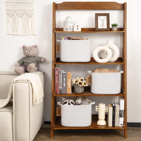 TIMEYARD White Cotton Rope Storage Basket Woven Shelf Basket for Organising