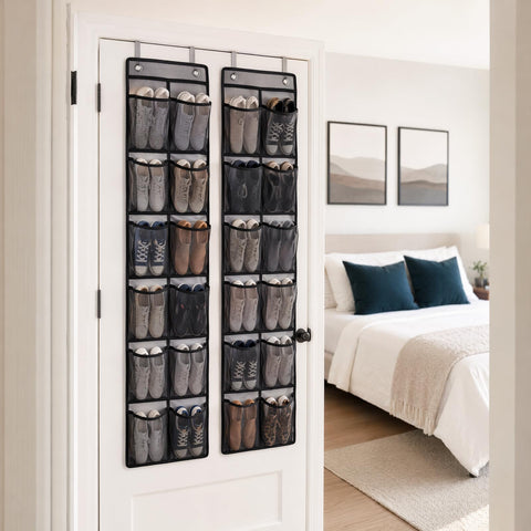 Zirax 2 Pack Grey Over Door Shoe Storage Organizer,145x30cm