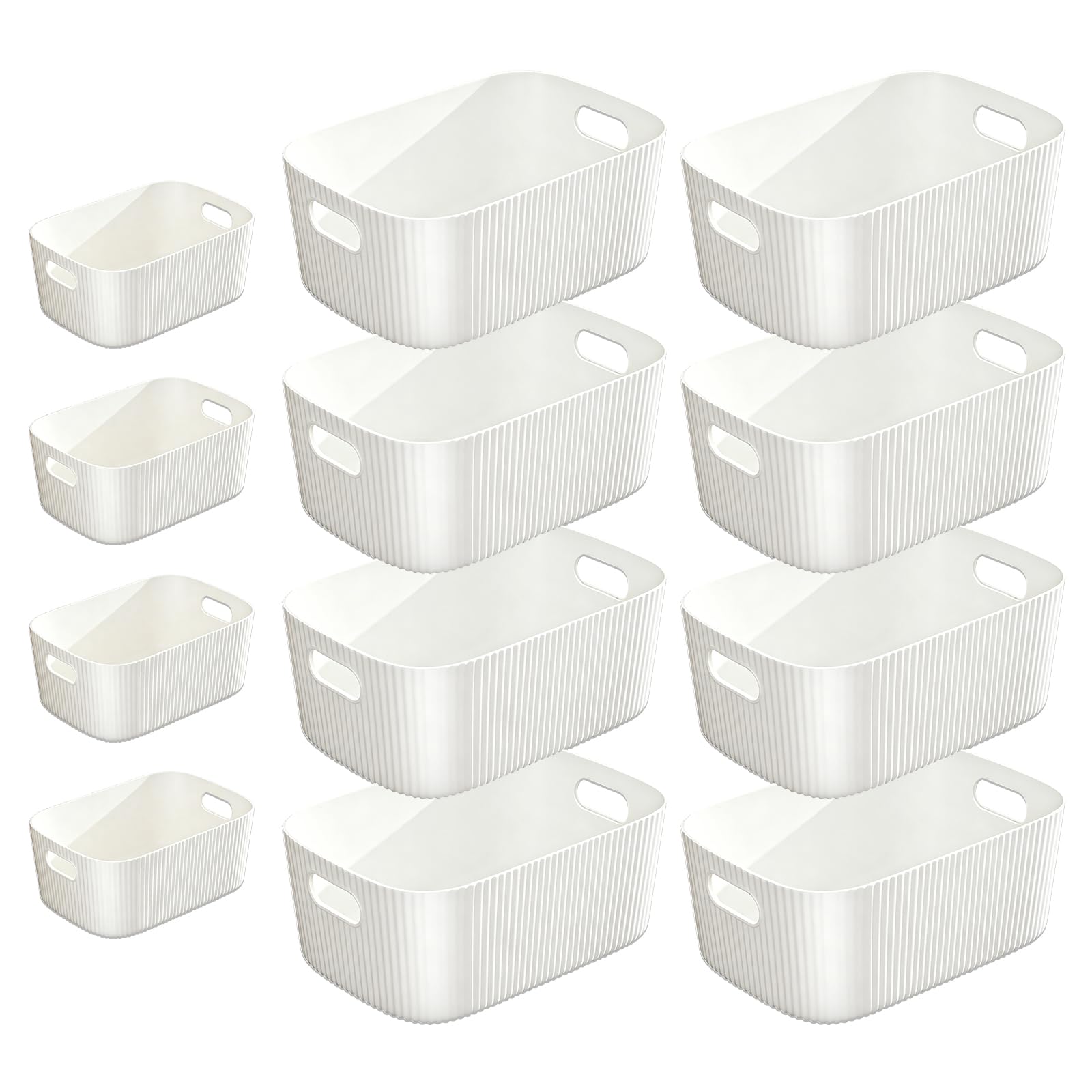 GAOHAN 12PCS Plastic Storage Boxes with Handles,Large Storage Baskets Set