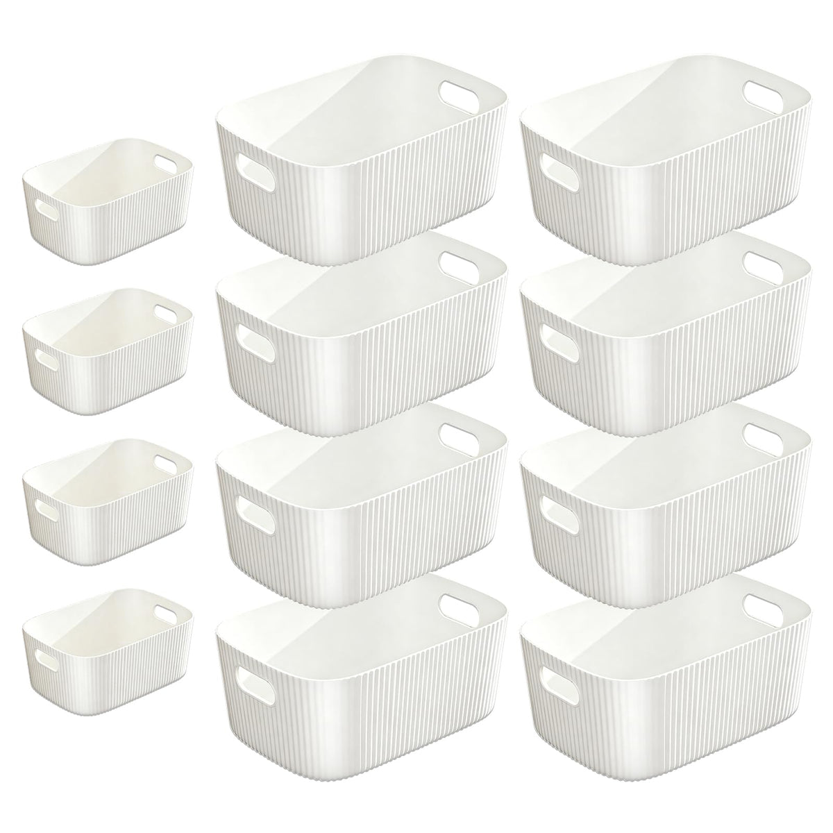 GAOHAN 12PCS Plastic Storage Boxes with Handles,Large Storage Baskets Set