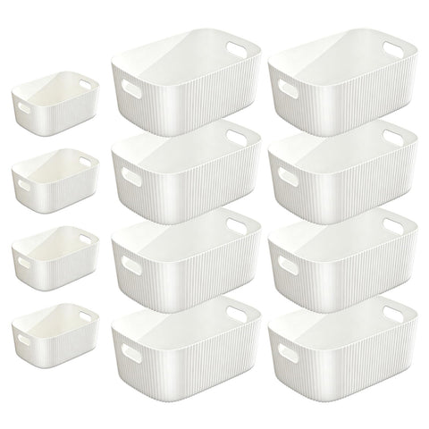 GAOHAN 12PCS Plastic Storage Boxes with Handles,Large Storage Baskets Set