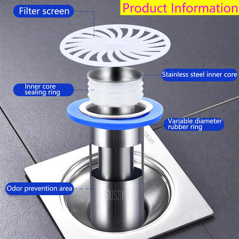 Qrity 1 PCS Shower Floor Drain 304 Stainless Steel Odor Proof Floor Drain Core, Drain protector, Floor Drain Backflow Preventer, 38mm