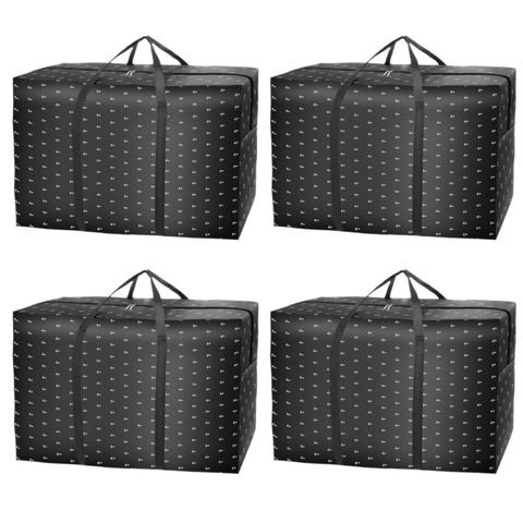 4 Pack 140L Extra Large Heavy Duty Moving Bags – Thicker Waterproof Storage Bags with Zips for Moving, Travelling, Camping, University