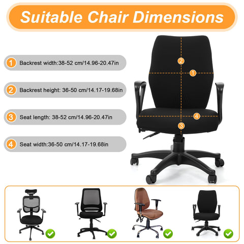 Nogeqi 2pcs Office Chair Covers Stretchable, Universal Office Chair Seat Cover, Washable Removable Computer Chairs Cover for Seat Cushion
