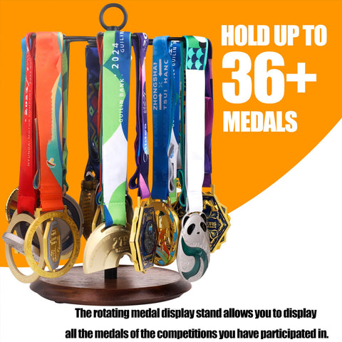 Enjoyard 360° Rotating Medal Holder for 30+ Medals Medals Stand for Football Running Swimming Choice for Honor