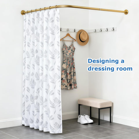 Minicoco Shower Curtain Rail for Bathtubs, L-Shaped Shower Curtain Pole in three varations 68x98cm / 68x98 cm, Wall Mounted Shower Pole