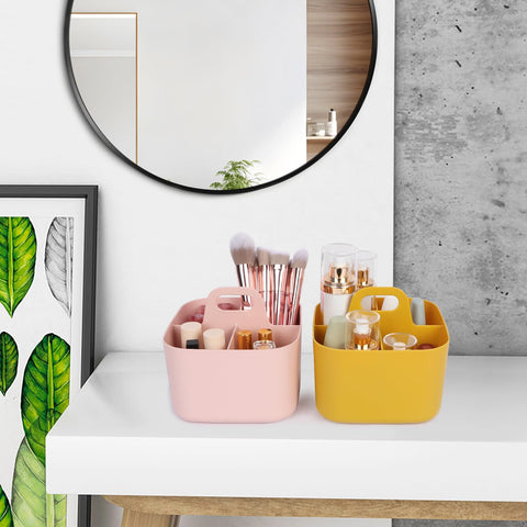 Minicoco Multipurpose Table Organiser with Handle - Storage Box & Cleaning Caddy (Yellow)