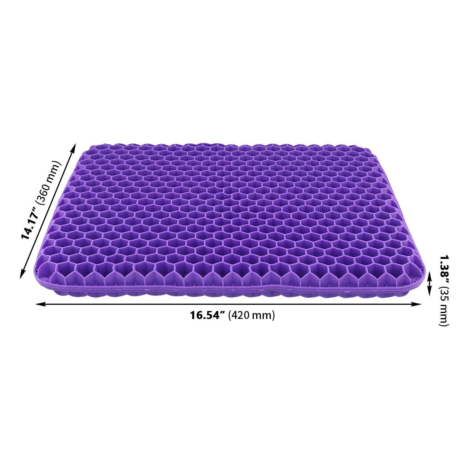 MAKTSAM 2 PCS 43 x 36cm Gel Seat Cushion,Honeycomb Soft Sitting Cushion with Non Slip Cloth Cover for Office, Home, Car, Wheelchair, Puple