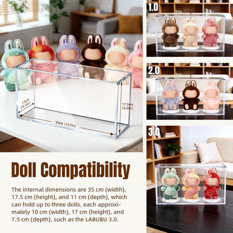 Mcbazel Premium Thick Acrylic Display Case Compatible with Labubu Doll, 92% UV Protection & Dustproof, Magnetic Display Box for POP MART Labubu