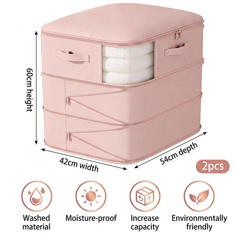 2Pack Compression Comforter Space Saving Bag - 136L Each 3 Layer Moistureproof Storage Bags with Dual Zips Washable Polyester Mouldproof Organiser