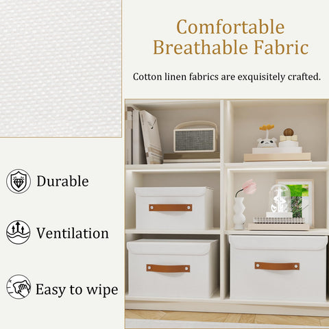 OUTBROS 1 Pack Fabric Storage Boxes with lids, 38x25x25cm, White