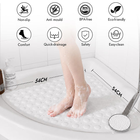 XIYUNTE Corner Shower Mat Non Slip Anti Mould - 54 x 54cm Non Slip Shower Mats for Inside Shower Corner, Bath Mat for Corner Shower