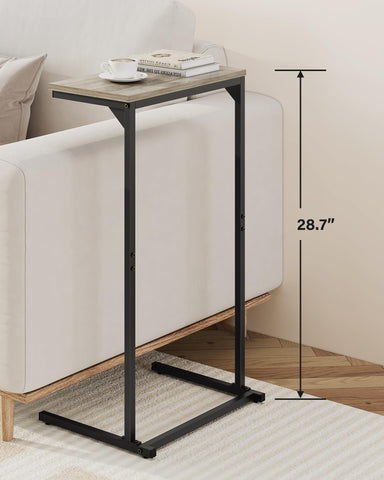 TUTOTAK C Shaped Side Table, Small End Table, 28.7 inch Tall Couch Table, Sofa Table, Living Room, Bed Room, Greige TB01BG071EU