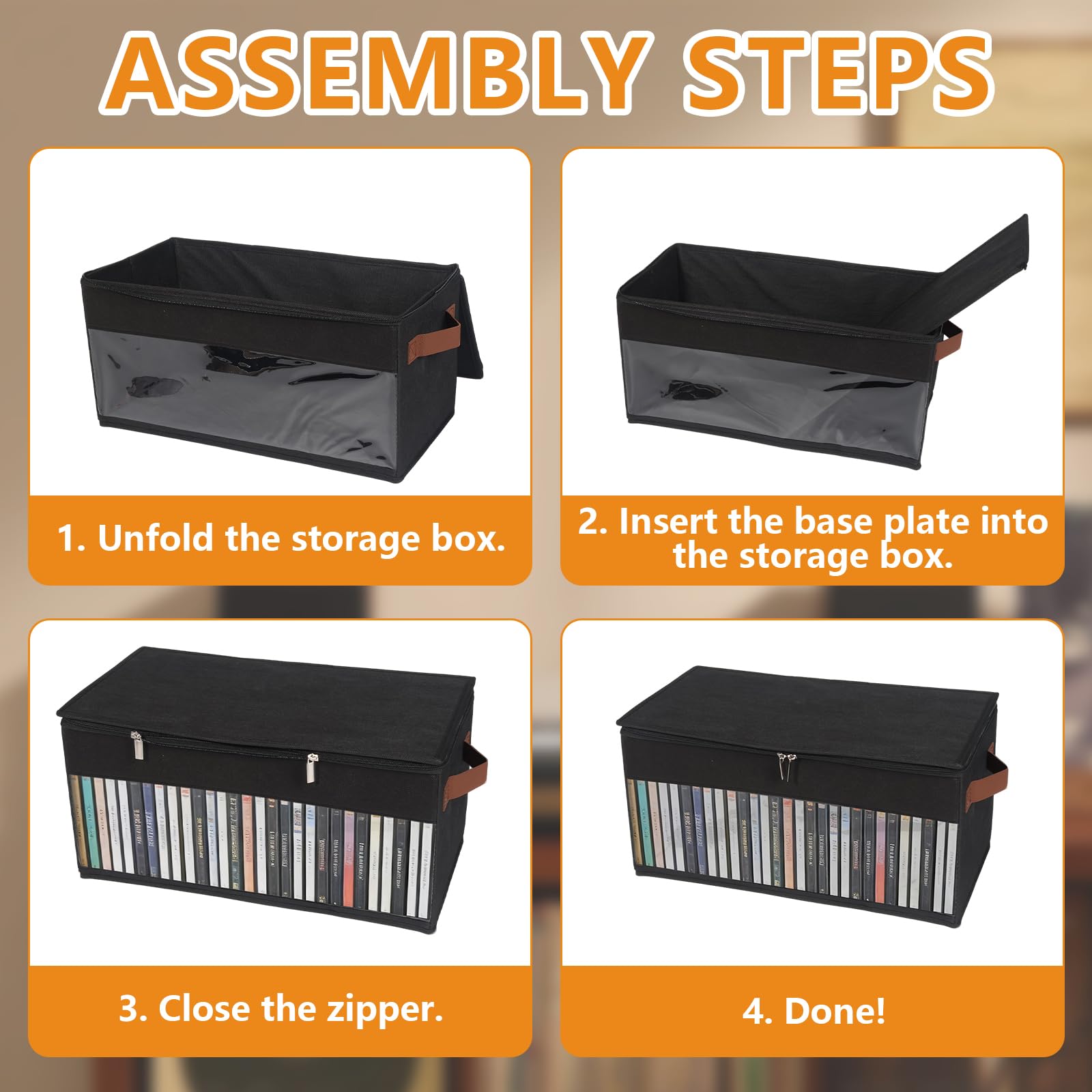 Aolawco 4 Pack DVD Storage Boxes,DVD Case Storage with Window and Handle