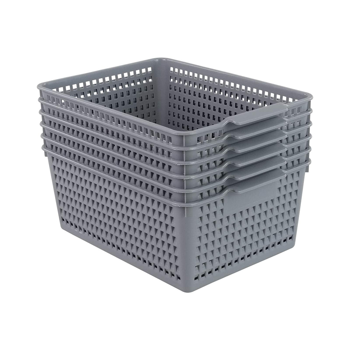 Gloreen 6 Packs Plastic Storage Basket, Multipurpose Basket for Organizer