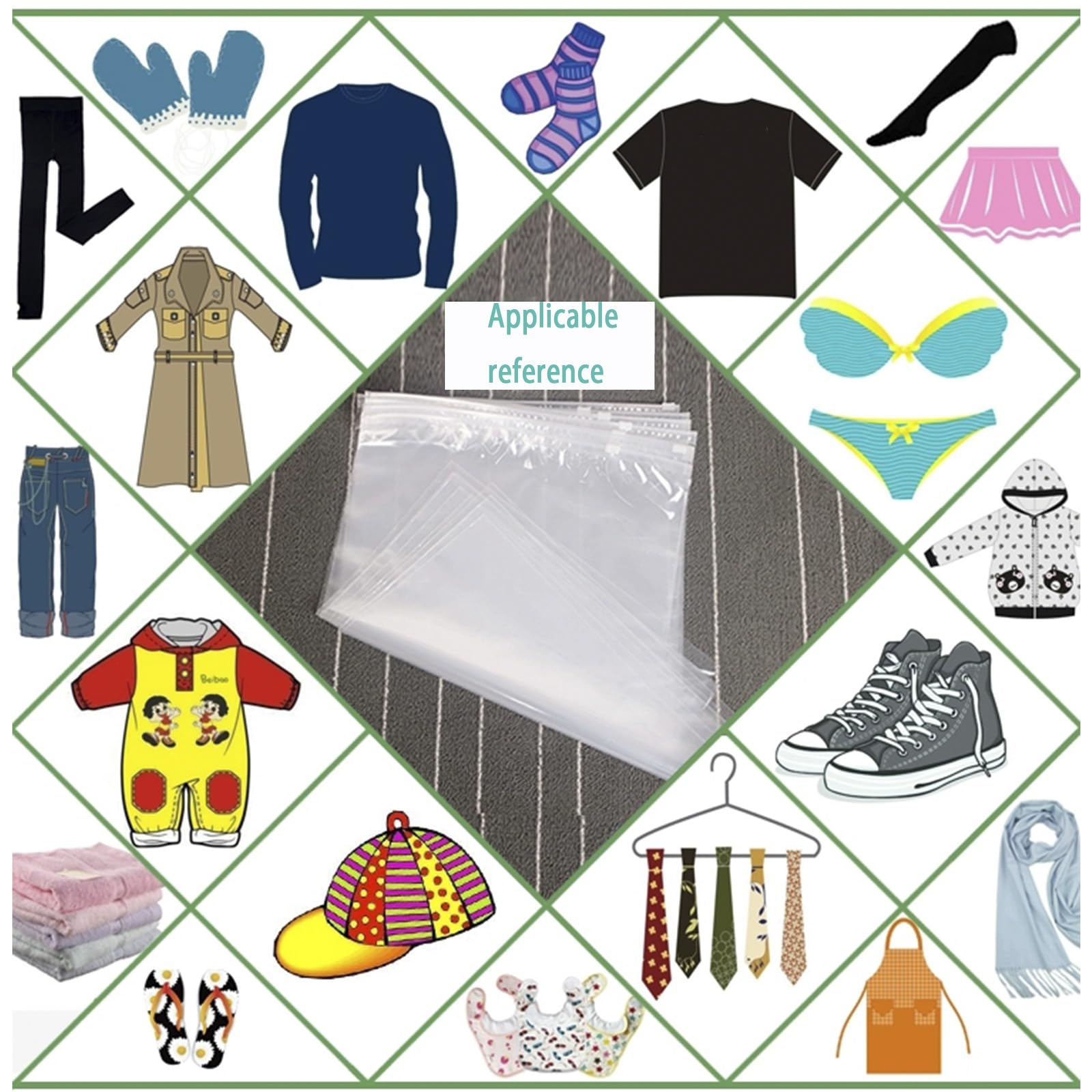 QISF 50 Pack Reusable Ziplock Bags for Clothes，40 x 30cm Large Plastic Hospital Bags，Travel Clothe Storage Bags，Clear Seal Bags Waterproof Luggage