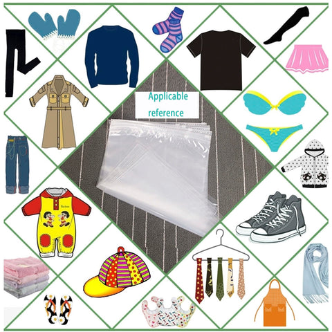 QISF 50 Pack Reusable Ziplock Bags for Clothes，40 x 30cm Large Plastic Hospital Bags，Travel Clothe Storage Bags，Clear Seal Bags Waterproof Luggage