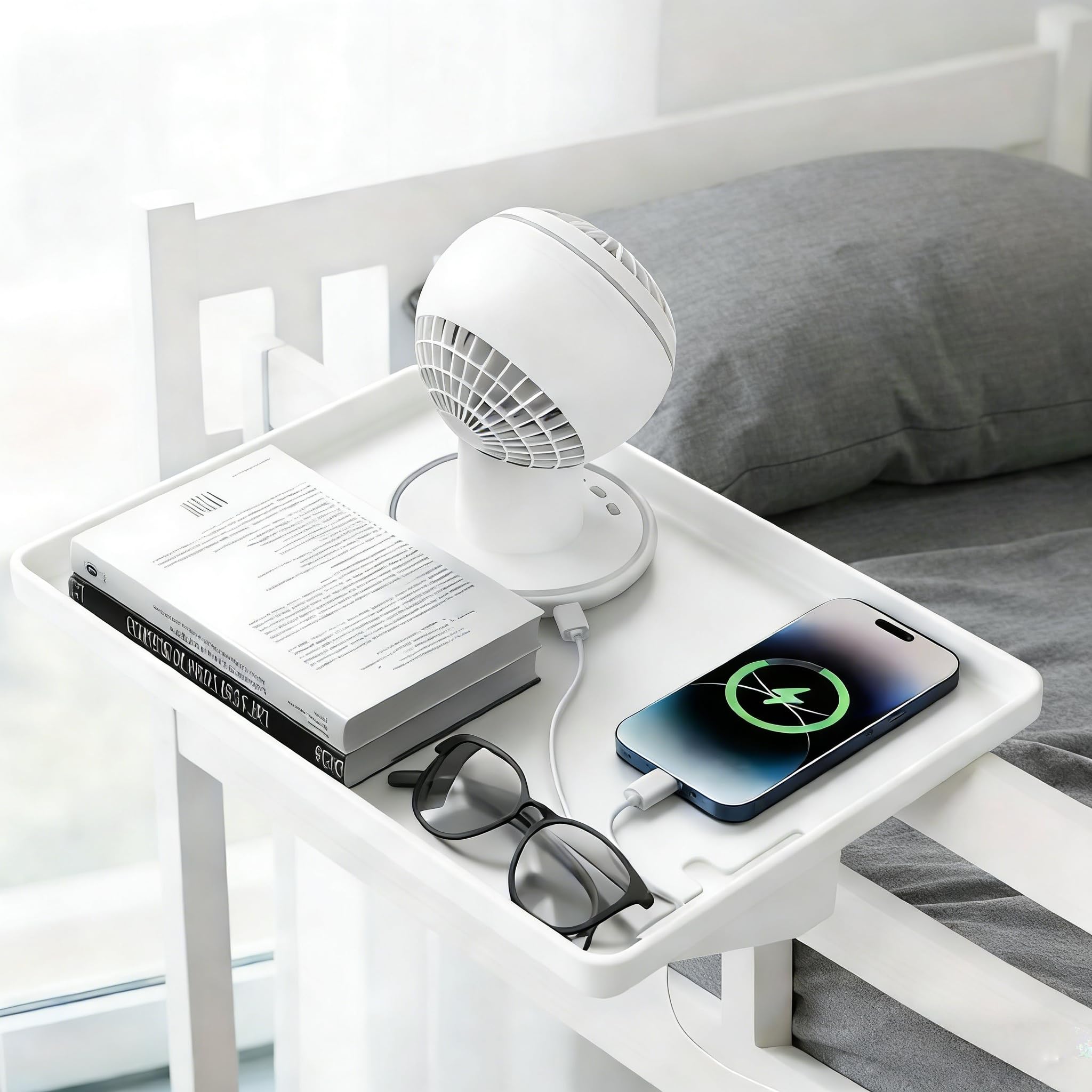 PokeAir Bedside Shelf, Bunk Bed Shelf, Floating Bedside Table with Cable Holes, College Dorm Room Essentials, Bed Storage Organiser for Dorm