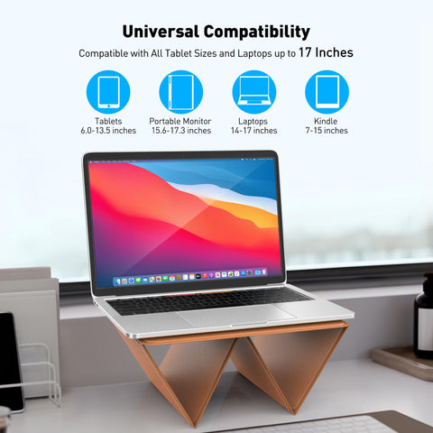 AboveTEK Portable Laptop Tray Stand, 2-in-1 Foldable MacBook Stand for Desk & iPad Tablet Stand Holder, Fits 14"~17" MacBook Air/Pro/Tablets/Kindle