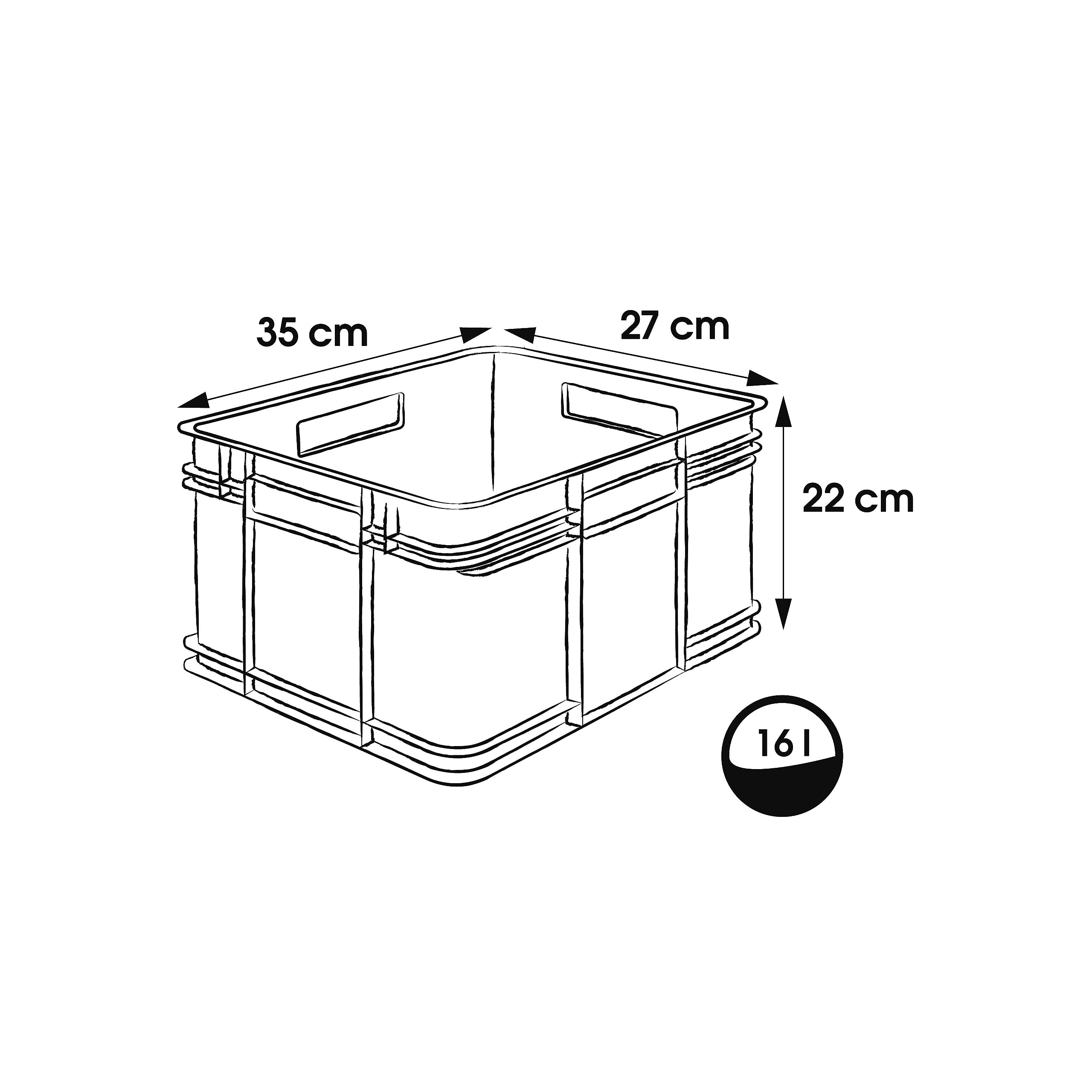 Keeeper Storage Box, Euro-Box M, Sturdy Plastic (PP), 35 x 27 x 22 cm, 16 l, Transparent- Natural