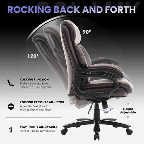 COLAMY Big and Tall Office Chair 400lbs, PU Leather Executive Office Chair for Heavy People