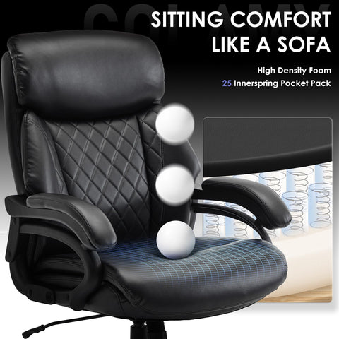 COLAMY Big and Tall Office Chair 400lbs, PU Leather Executive Office Chair for Heavy People