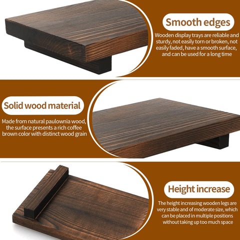 2 Pcs Wooden Trays for Display, Candle Tray Kitchen Decor Wooden Display Stand for Bottles Candle Home Decoration