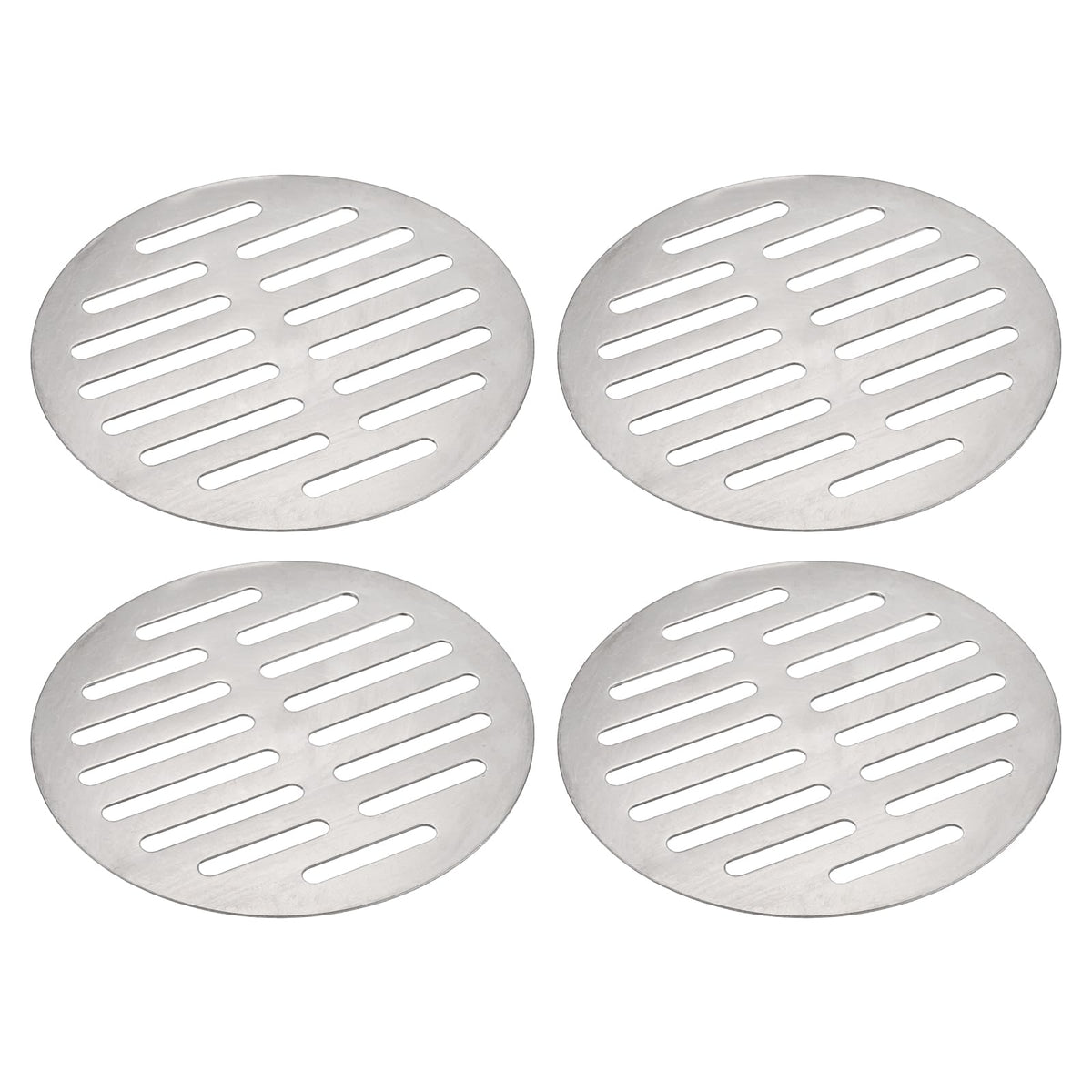 sourcing map 4pcs Round Floor Drain Cover, 4.9" Stainless Steel Shower Drain Grate Drain Protection Cover for Furniture Repair Bathroom Kitchen