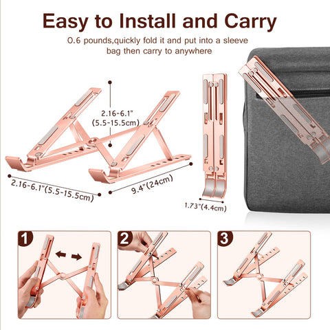 ivoler Laptop Stand, Adjustable Laptop Riser Aluminum Ergonomic Foldable Portable Tablet Holder Desk Laptop Holder, Notebook Stand for MacBook
